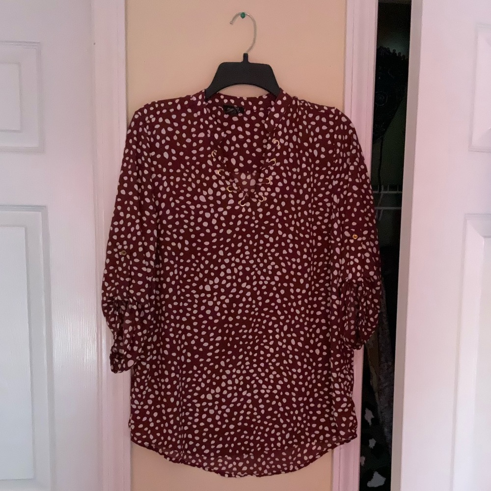 Polka Dot Half-Sleeve Blouse